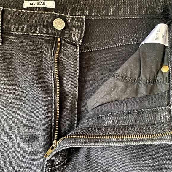 Sly Jeans Split Bootcut Jeans Black Wash Denim High Rise Size 26 Waist - Picture 5 of 6